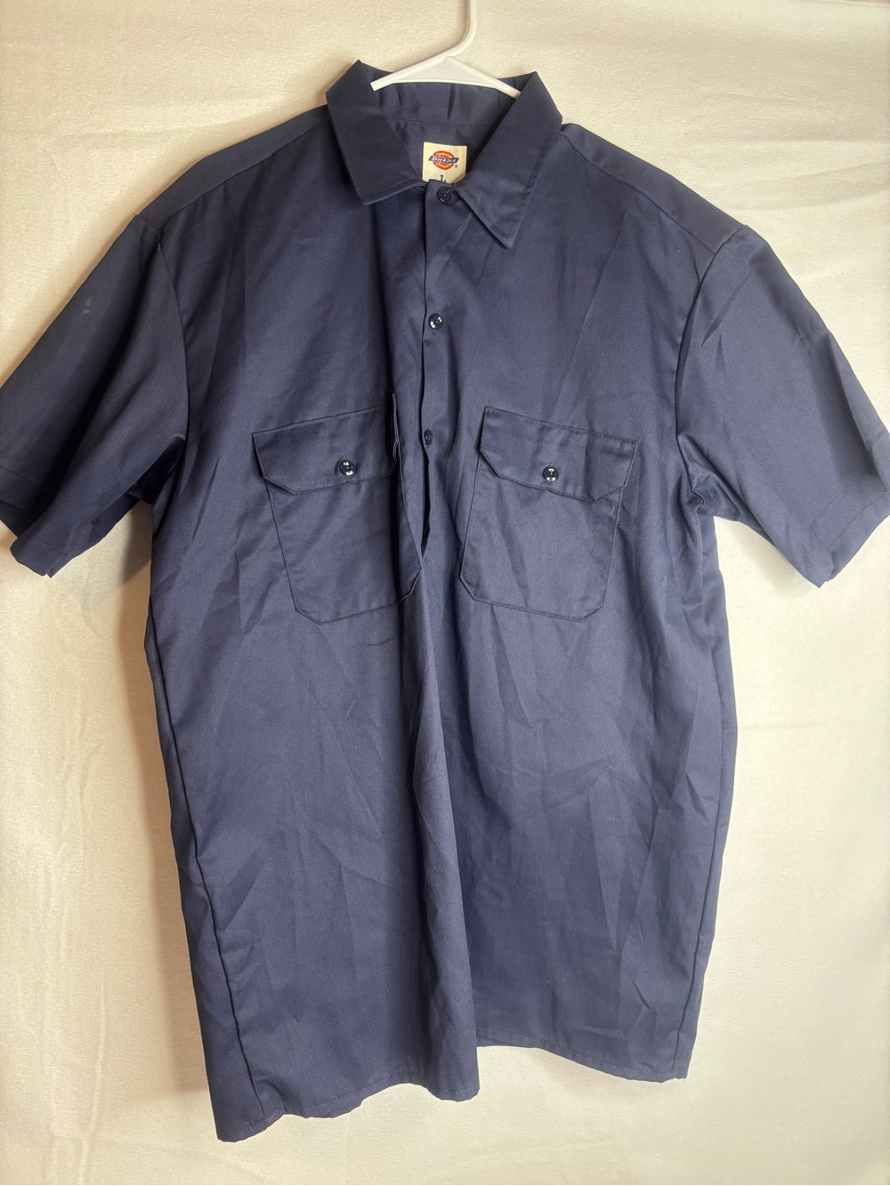 Dickies Men’s Short Sleeve Button-Front Shirt - Navy Blue